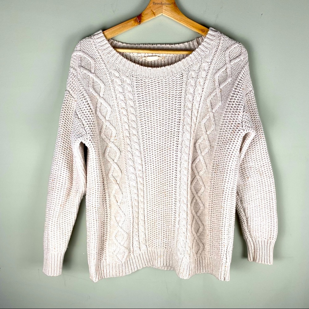 Coincidence & Chance: Anthropologie Cable Knit Sweater with pink specks. EUC.